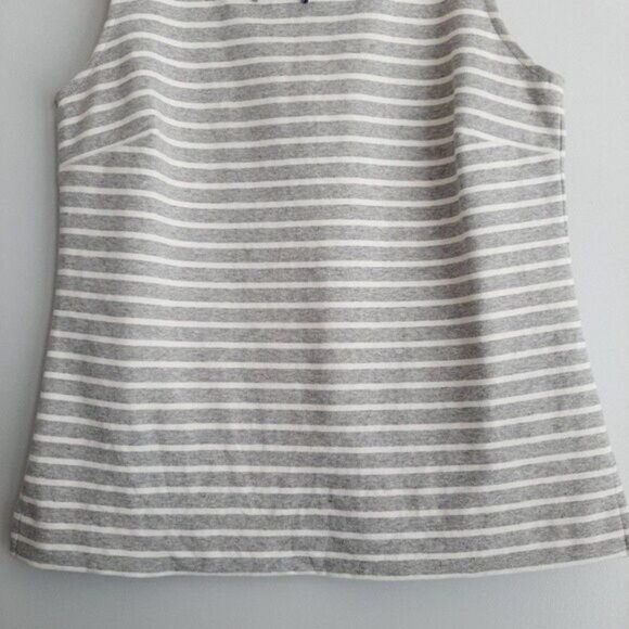 J. CREW / Striped Jeweled Neckline Tank Top Gray & White Sleeveless Sz S - Picture 7 of 11